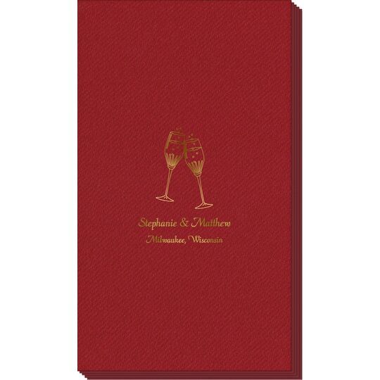 Champagne Crystal Toast Linen Like Guest Towels